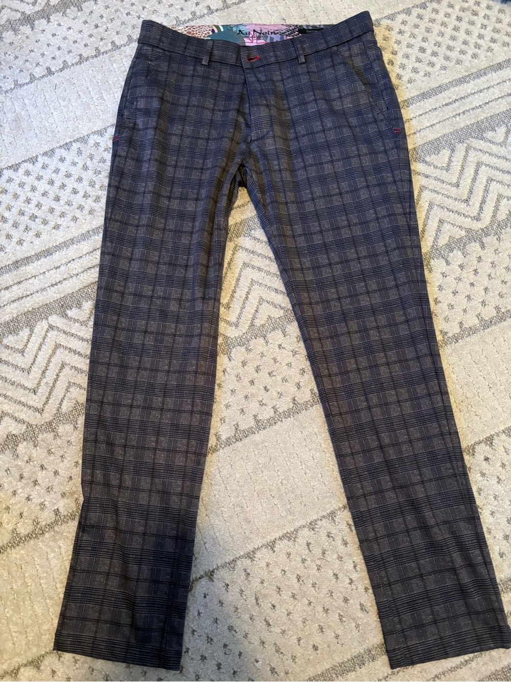 Mens Au Noir Infinity Gray Plaid Daring Dress Pants Size 34x30